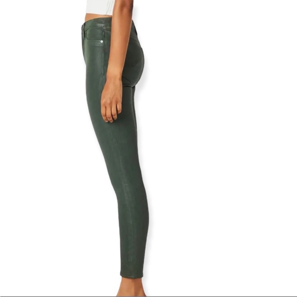 Hudson Jeans Barbara High Waisted Super Skinny Coated Green Size 24 NWT - Picture 3 of 7